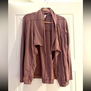 lululemon Coast Easy Wrap Jacket size 2 Hoodie Heathered Misty Merlot Pink Red